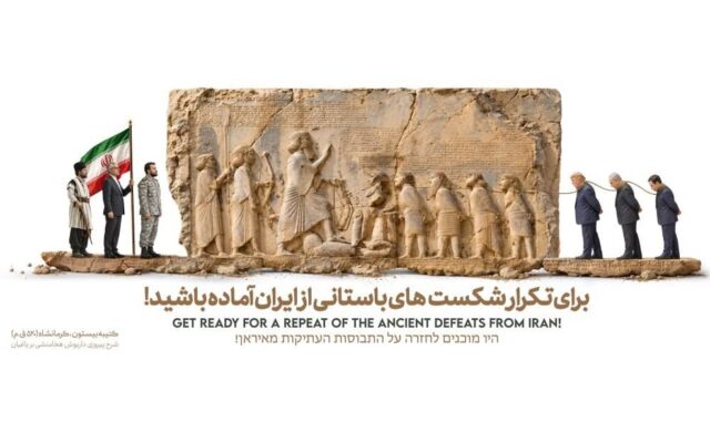دیوارنگاره جدید شیراز با الهام از سنگنگاره بیستون و نمایش نمادهای تاریخی و معاصر ایران
